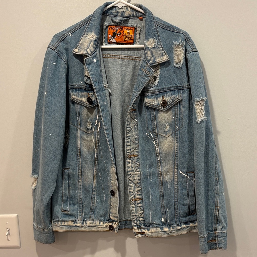 Vintage Blue Distressed Jean Jacket